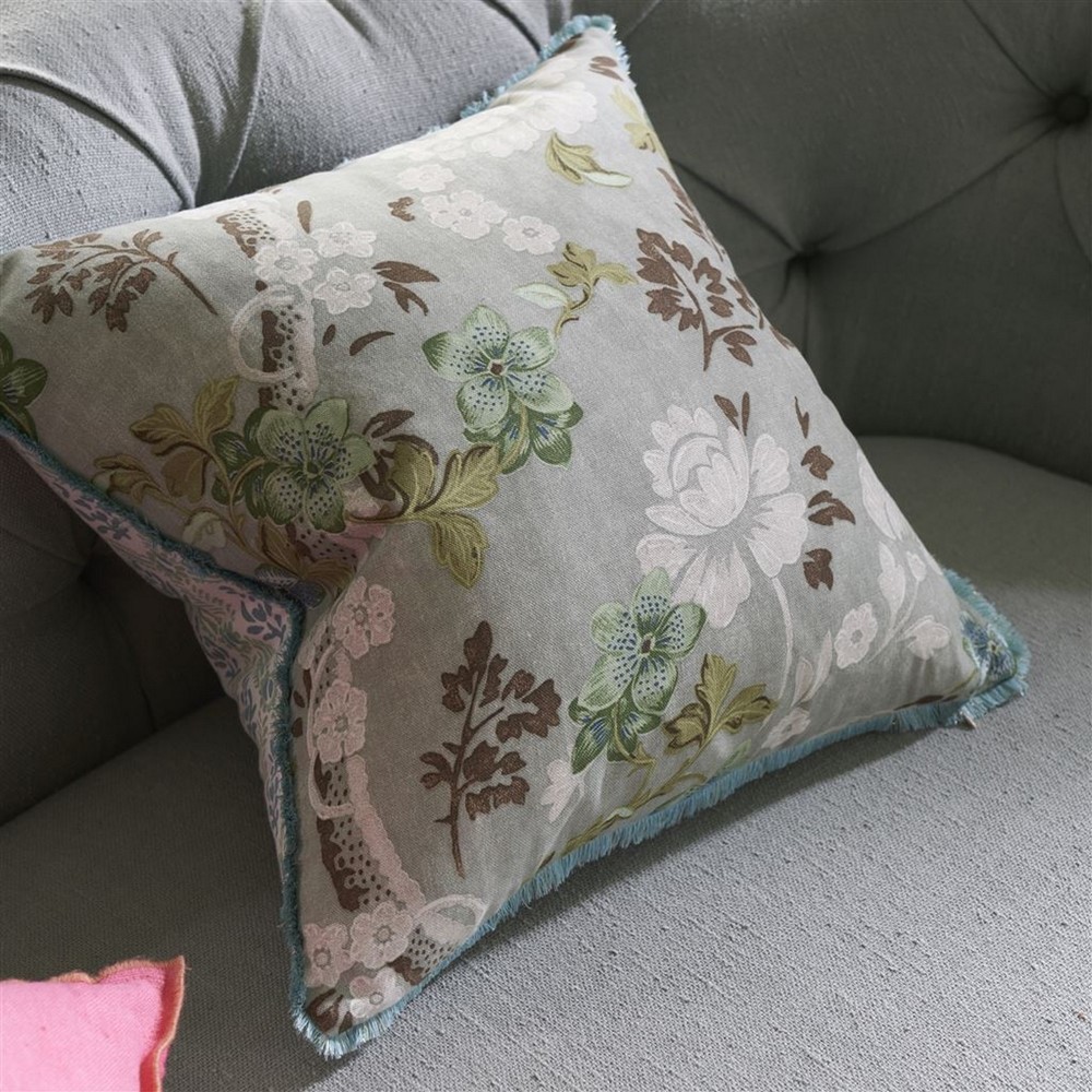 Eagle House Cushion by English Heritage in Seagrass Blue